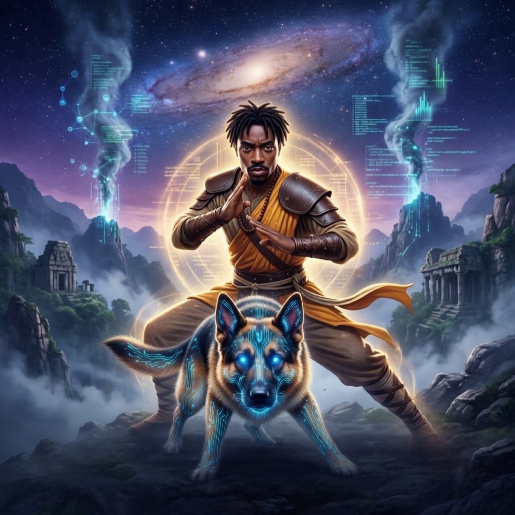 DJ Bromfield - Scholar-Warrior with the constellation shepherd, ancient ruins